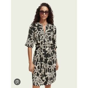 Scotch & Soda Sunseekers Womens Designer Black All Over Tropical Dress US 8